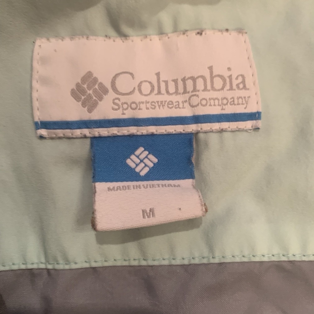 Columbia Windbreaker Jacket Women's Medium Mint Green Lightweight Hood Full Zip - Picture 3 of 16